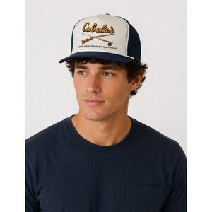 Cabela's World's Foremost Outfitters Blue & White Mesh Snap Back Hat Cap OSFA